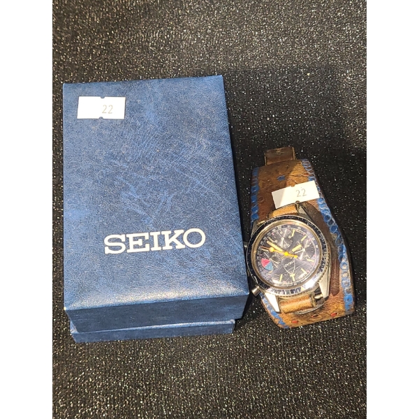 Seiko Quartz Chronograph Watch and Head Multi-Dial Watch w/ Leather Bracelet