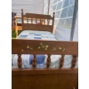 Image 3 : Oak Toddler Bed With Spindle Headboard & Foot Board With Flower Design L53 W30 H36 
