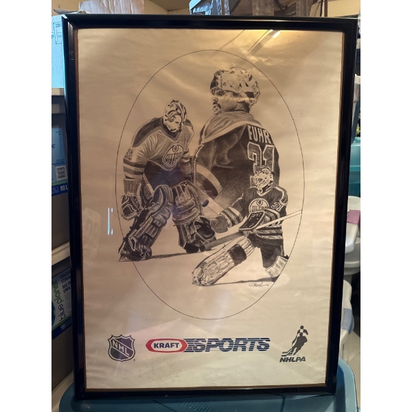 Framed Print Pencil Drawing Featuring Hall of Fame Goaltender Grant Fuhr (1986-87)