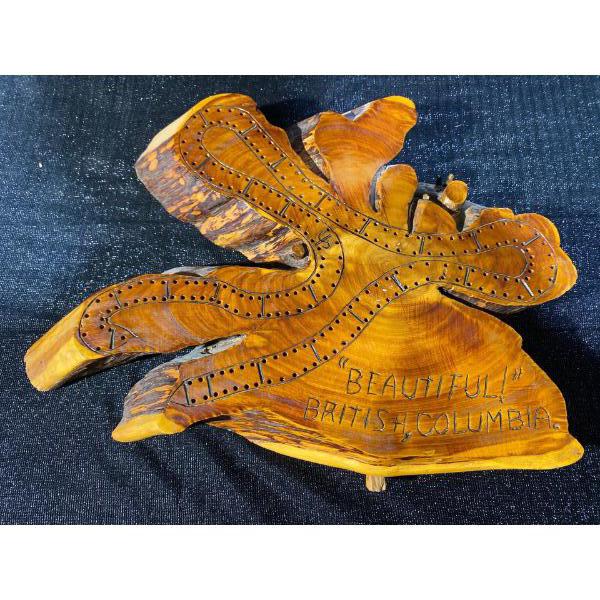 Carved Wood Cribbage Board