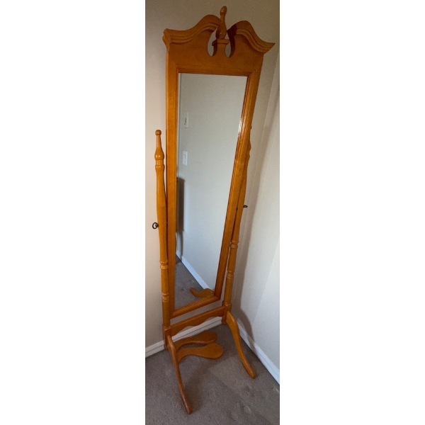 Vintage Oak Full Length Mirror - Spindle Style 19x68