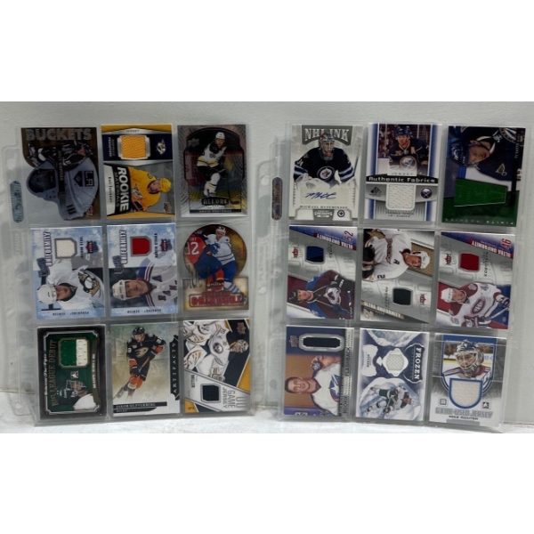 Binder Page of Hockey Memorabilia Collector Cards