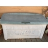 Image 1 : Deck Box Full of Garden Tools, Hand Tools, Burlap, Solar Lights, miracle-grow and Planter Pots 
