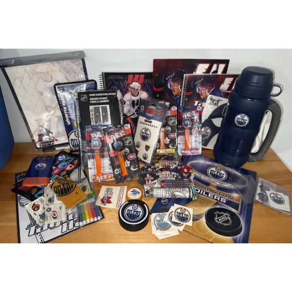 Collection Of Licensed Oilers Merchandise & Souvenirs - Thermus Puck & more