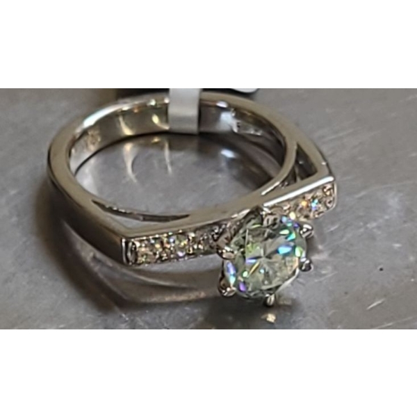 Ring w/ Moissonite Stone 1.65 Carat 4.2 gram Stamped .925 (Total Weight)