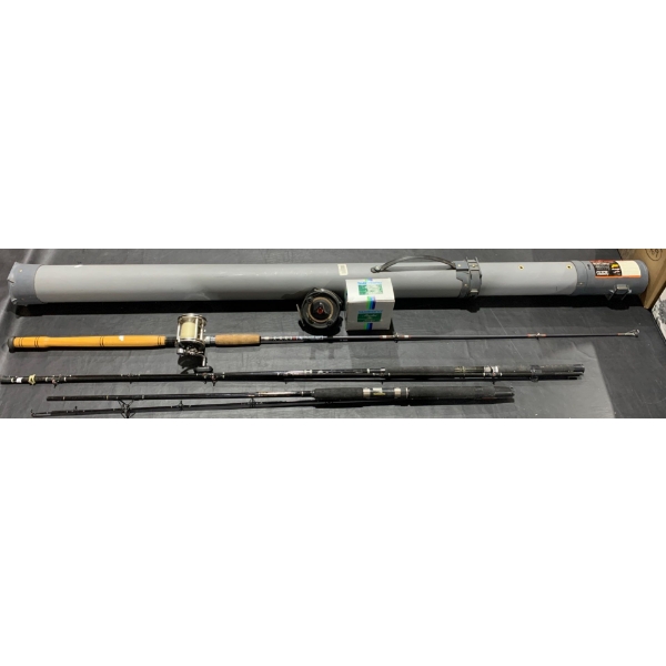 Fishing Rods (Incl. Shimano 2000GT, Major Rod Model 78-4672-2) w/ Fishing Reels & Plano 45102 Case 