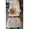 Image 2 : Genuine Leather Mid century Lounge Chair w/ Ottoman 33T