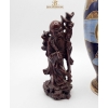 Image 4 : Satsuma Pottery Vase 10''HEIGHT,  Asian-Style Carved Resin , Chinese Wood Carving Of Shou Lao.
