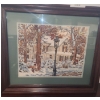 Image 1 : Framed Under Glass Needlepoint of Winter Home 30 1/2 w 26 h