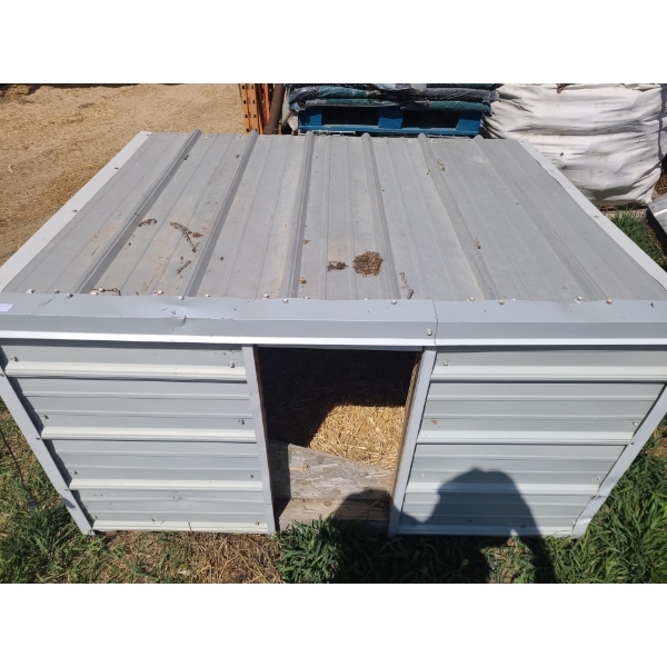 Large Metal Hand Made Dog House. 62 w, 37 h, 50 d