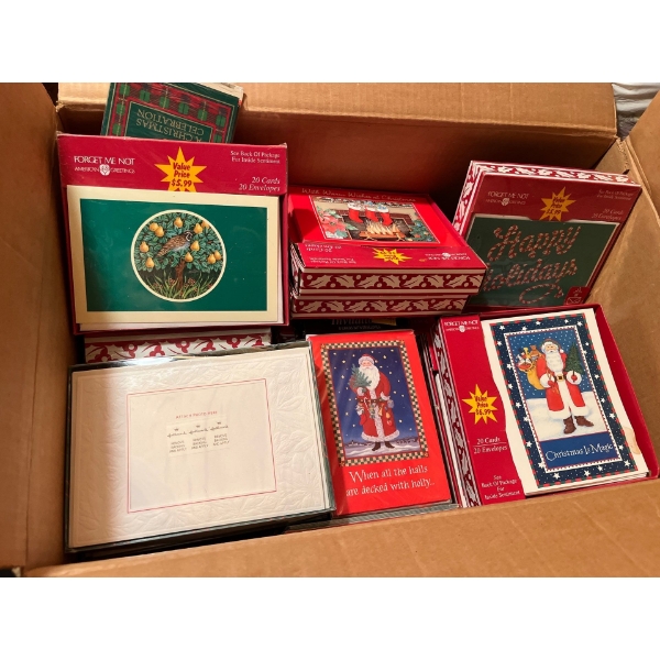 hundreds and hundreds of Christmas cards roughly 40 boxes and loose ones