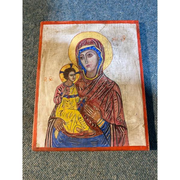 Religious Painting On Wooden Slab