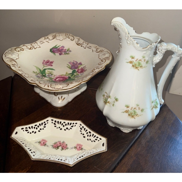 Beautiful Antique Serving Ware- Pitcher/Jug, Cake Tray & Special Dish Germany