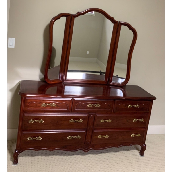 French Provincial Dressing Table w/ Mirror 65x18x71