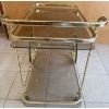 Image 3 : Hollywood Bar Cocktail Tea Cart Trolley 29x16x28 - 2 Tier Brass/Glass