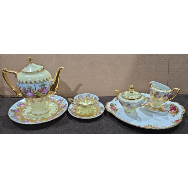 Love Story Hand Painted China Set Made in West Germany + Royal Albert Plate