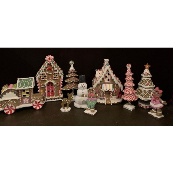 10 Pc LED Gingerbread Village Scene Set - Well Loved 