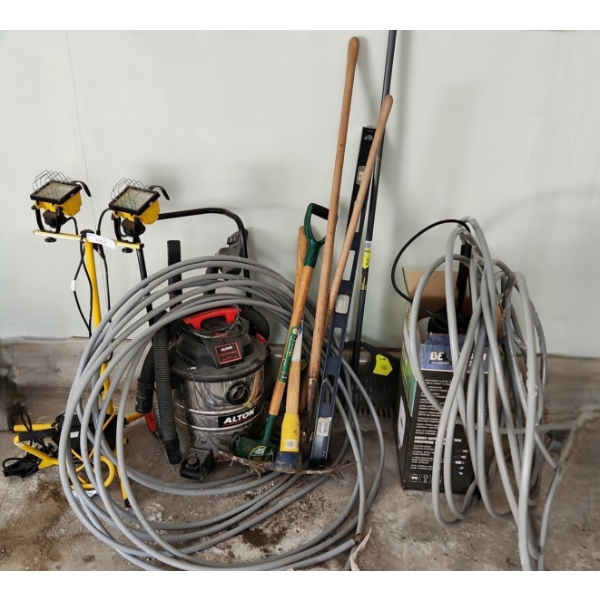 Alton 8 Gallon 5.5 HP Shopvac, Garage Lights, Agriease Backpack Sprayer, Garden Hose and More!