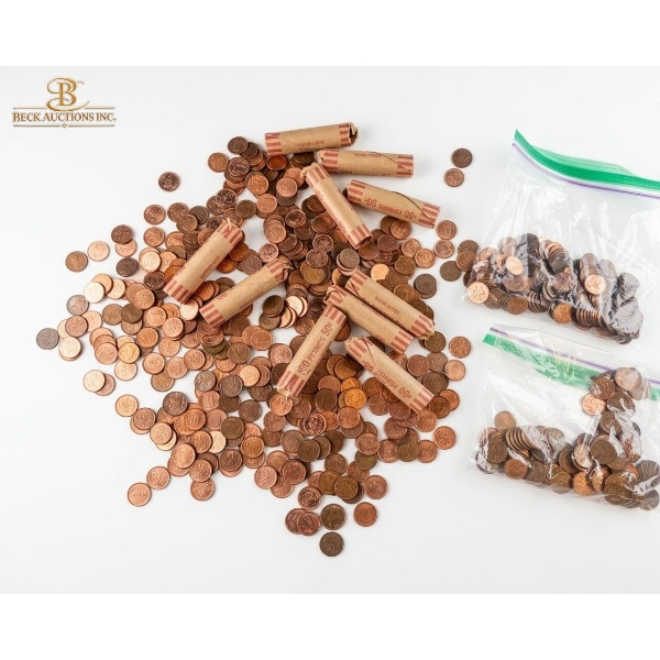 Collection Of Canadian Penny Coins Wrappers And Loose Cent Coins