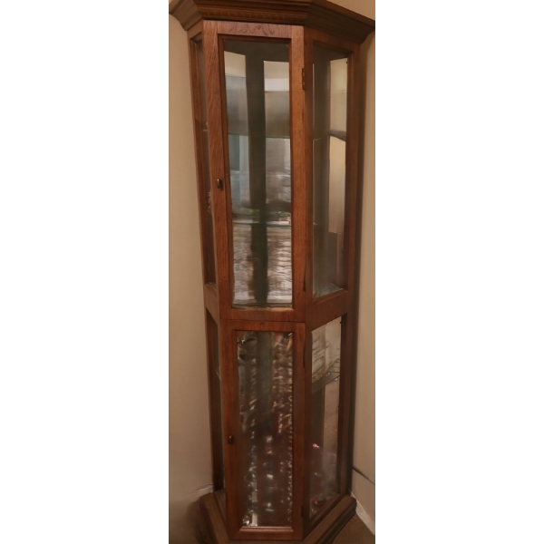 Wooden Corner Display Cabinet 24 W, 11 D, 72 T