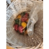 Image 5 : Baskets, Painted Wooden Box, Bottles, and Friut Tablecloth Weights
