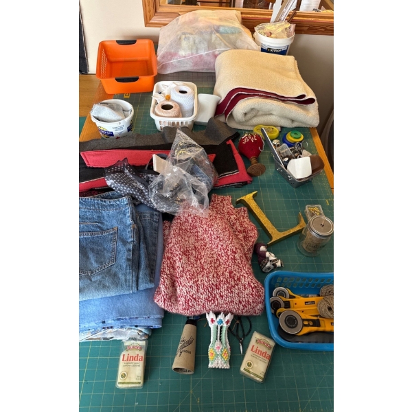 Sewing Table Contents  (NOT furniture) Including Massive Rotary Mat Model 9894