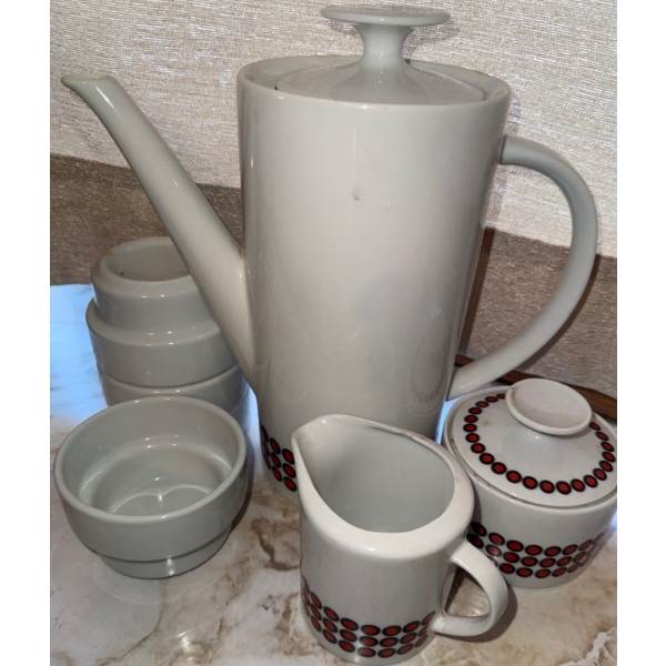 White Porcelain Geometric Pattern Scandenavian Tea Service By Winterling 