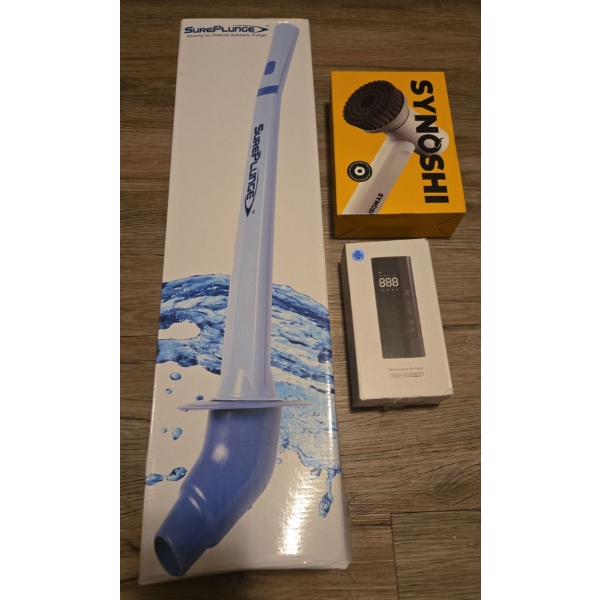 SurePlunge Automatic Plunger, Synoshi Power Spin Scrubber & Multi Purpose Air Pump  