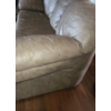 Image 3 : 3 Seat Neutral Leather Couch 87 W, 31 D, 35 T