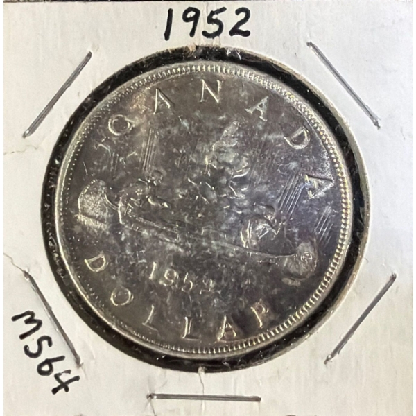 1952 MS64 Canadian Dollar 80% Silver