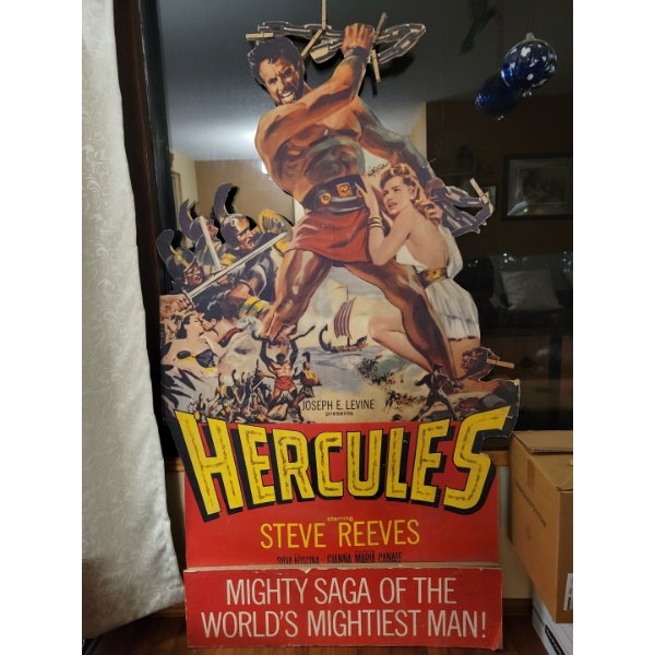 Rare vintage, die-cut standee for the 1958 film, Hercules, starring Steve Reeves. This specific item