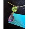 Image 2 : Yellow Gold 10K Stamped Pendant & Chain, Purple & Green Stones, Weighs 1.41g  