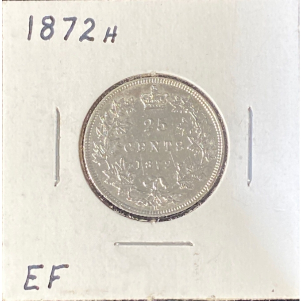 1872 EF Canadian Quarter 92.5% Silver