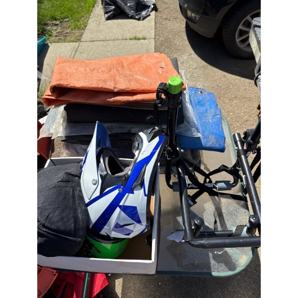  Bike rack, tarps, helmets and more