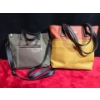 Image 1 : 2 Leather Purses, Green with Grey Accents and Yellow with Red Accents 