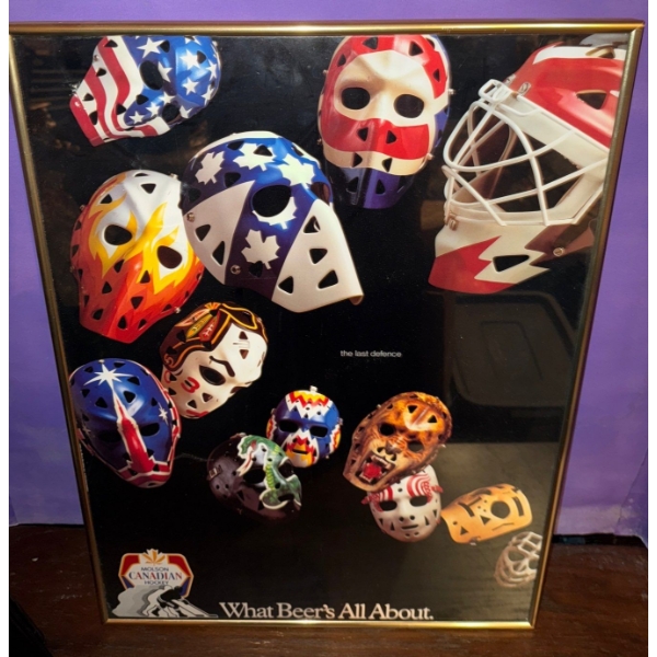 1989 Molson Canadian NHL Hockey Advertising Goalie Mask Framed Exhibition
