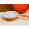 Image 3 : Vintage Vibrant Orange Enamel Cast Iron Frying Pan Set