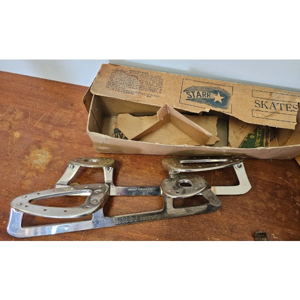 Antique Ice Skates and Accessories Including Vintage Stark Attachments