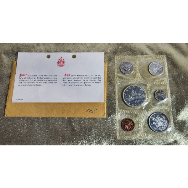 1965 Royal Canadian Mint Uncirculated Coin Set Including 80% Silver Content