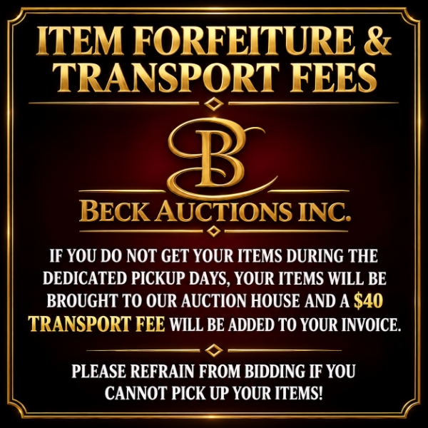 Item Forfeiture & Transport, Shipping, Delivery Fees & Conditions