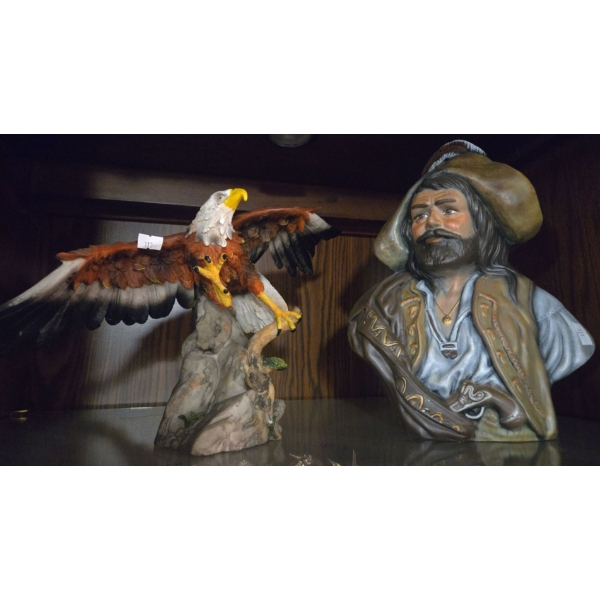Ceramic Pirate and Eagle Figures 