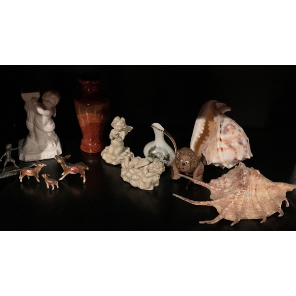  Bone China Deer Figures, Vases, Wooden Finish Vase (John Harlow Blackall) 