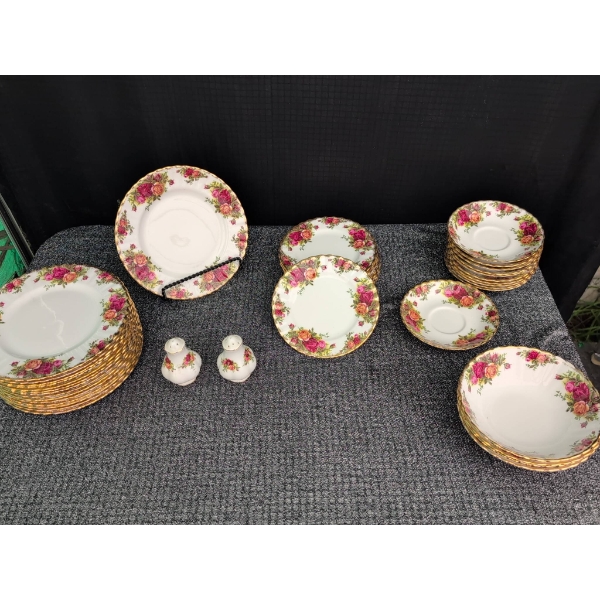 Royal Albert Old Country Roses Bone China Plate Set, 39 Pieces