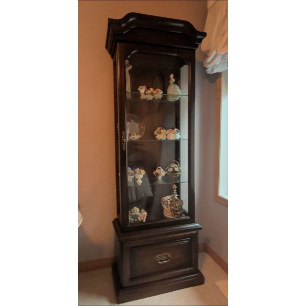 Dark Wood Curio Cabinet-Contents Not Included 22x11x71 Inches