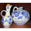 Image 4 : French Faience Sugar Bowl + Lid Handpainted Royal Delpht Porcelain & More 