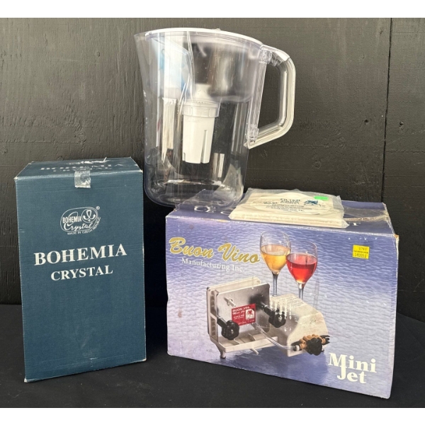 Bohemian Crystal Vase Vino Mini Tap & Brita Water Jug 