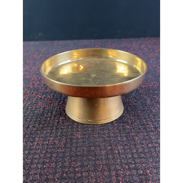 Chinese Bronze Pedestal Dish with Mark, 6.25 Inch Diameter