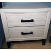 Image 2 : Pair Of White Wood Venier Bedside Tables 24x17x25