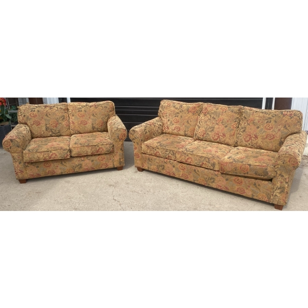 Floral Upholstered Sofa and Loveseat Set