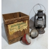 Image 1 : Antique Camp Lantern Alberta Poultry Crate & Motorcycle Headlights 